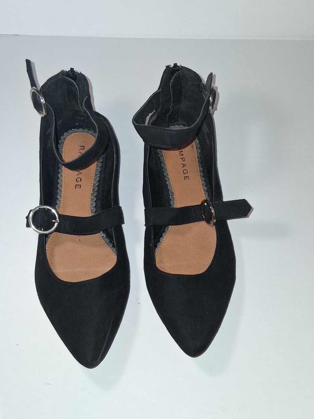 Rampage Women's Black Pointed Mary Jane Flats